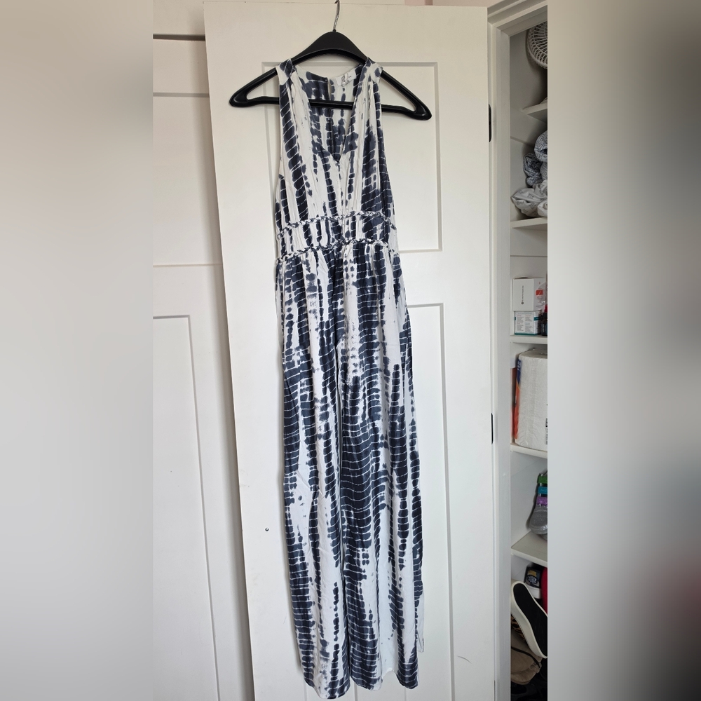 Japna Navy & White Tie-Dye Maxi Dress